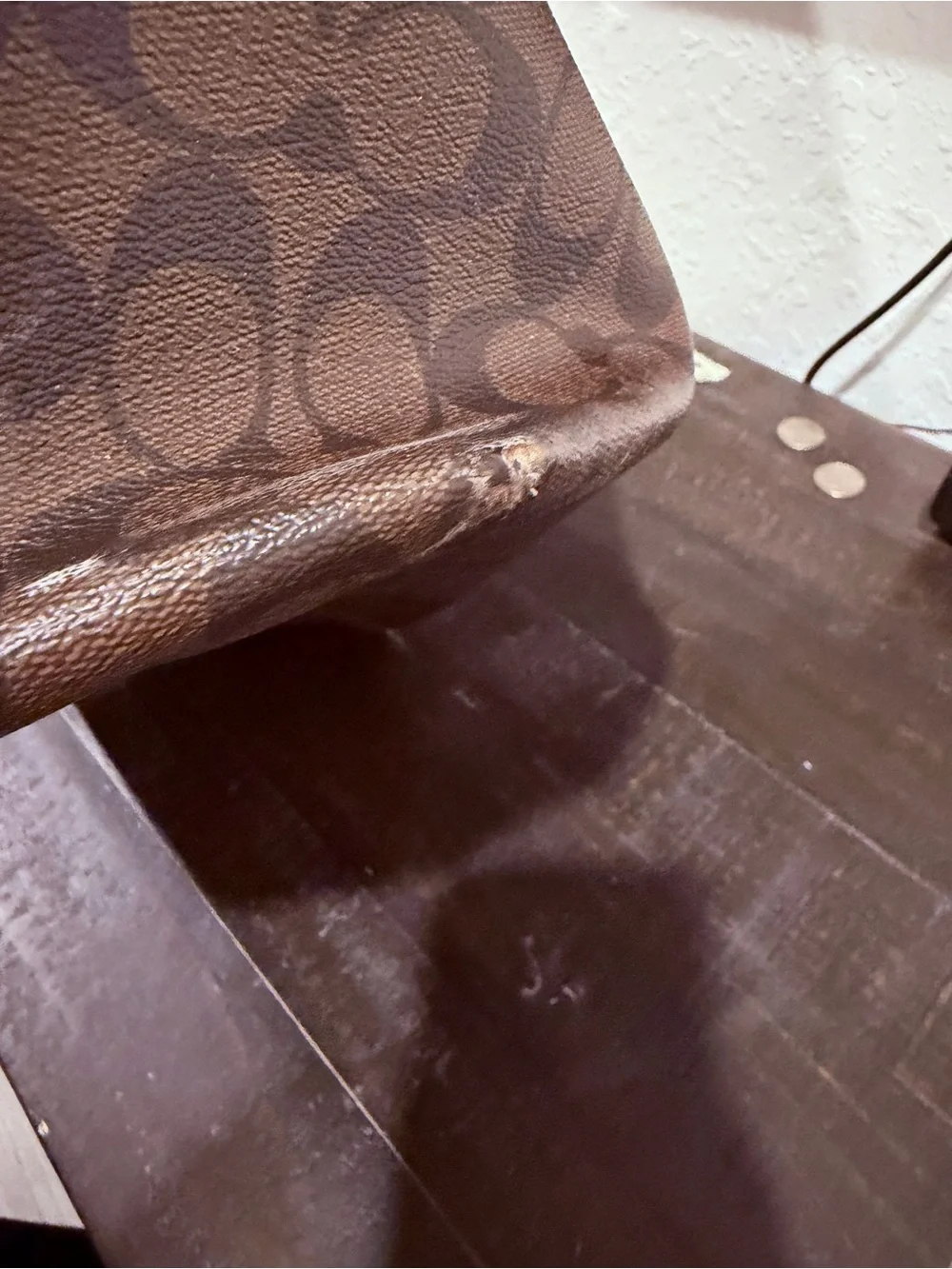 Coach Brown Signature Tote with Dark Brown Wallets Set